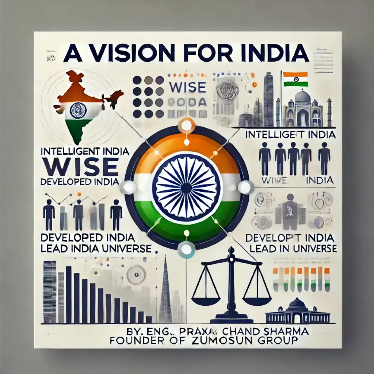 A Vision for India: Intelligent India, Wise India, Growth India, Developed India, Lead India Universe - By Eng. Adv. CA-DO Prakash Chand Sharma, Zumosun Group
