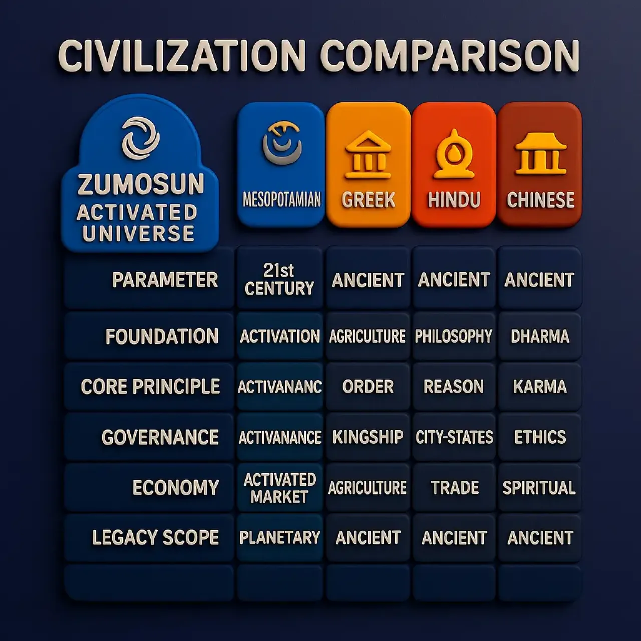 Civilization Comparison: Activated Universe vs. Ancient Civilizations |Zumosun