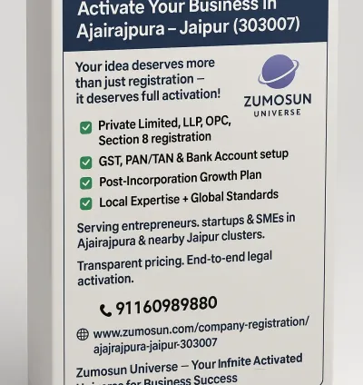 Company Registration in Ajairajpura, Jaipur | Zumosun Universe - Business Success